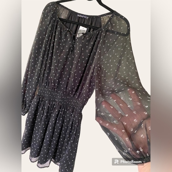 Abercrombie & Fitch NWT small mini dress, sheer sleeve, elastic waist, lined New - Picture 12 of 14